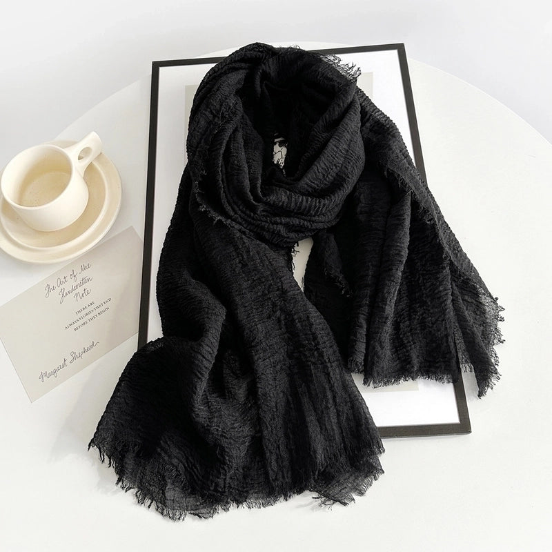 Women's Minimalist Solid Color Imitation Cotton And Linen Silk Scarf
