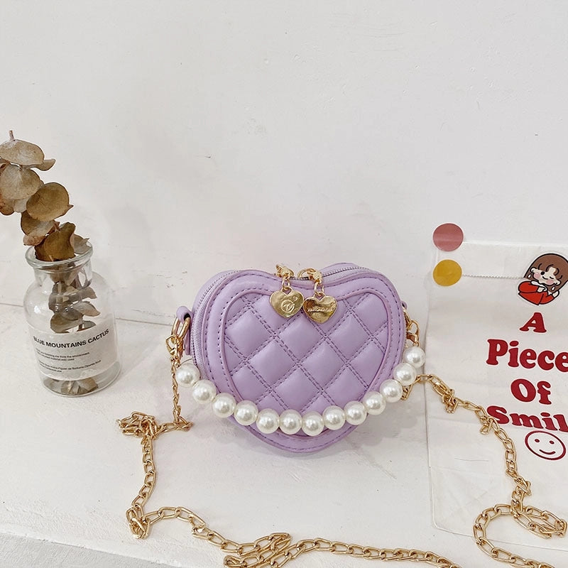 Lingge Pearl Chain Children's Bag Fashion One-shoulder Messenger Bag Coin Purse