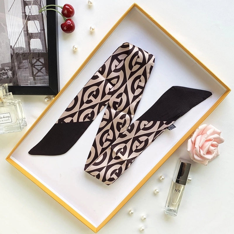 Women's Minimalist Flower Satin Printing Silk Scarf