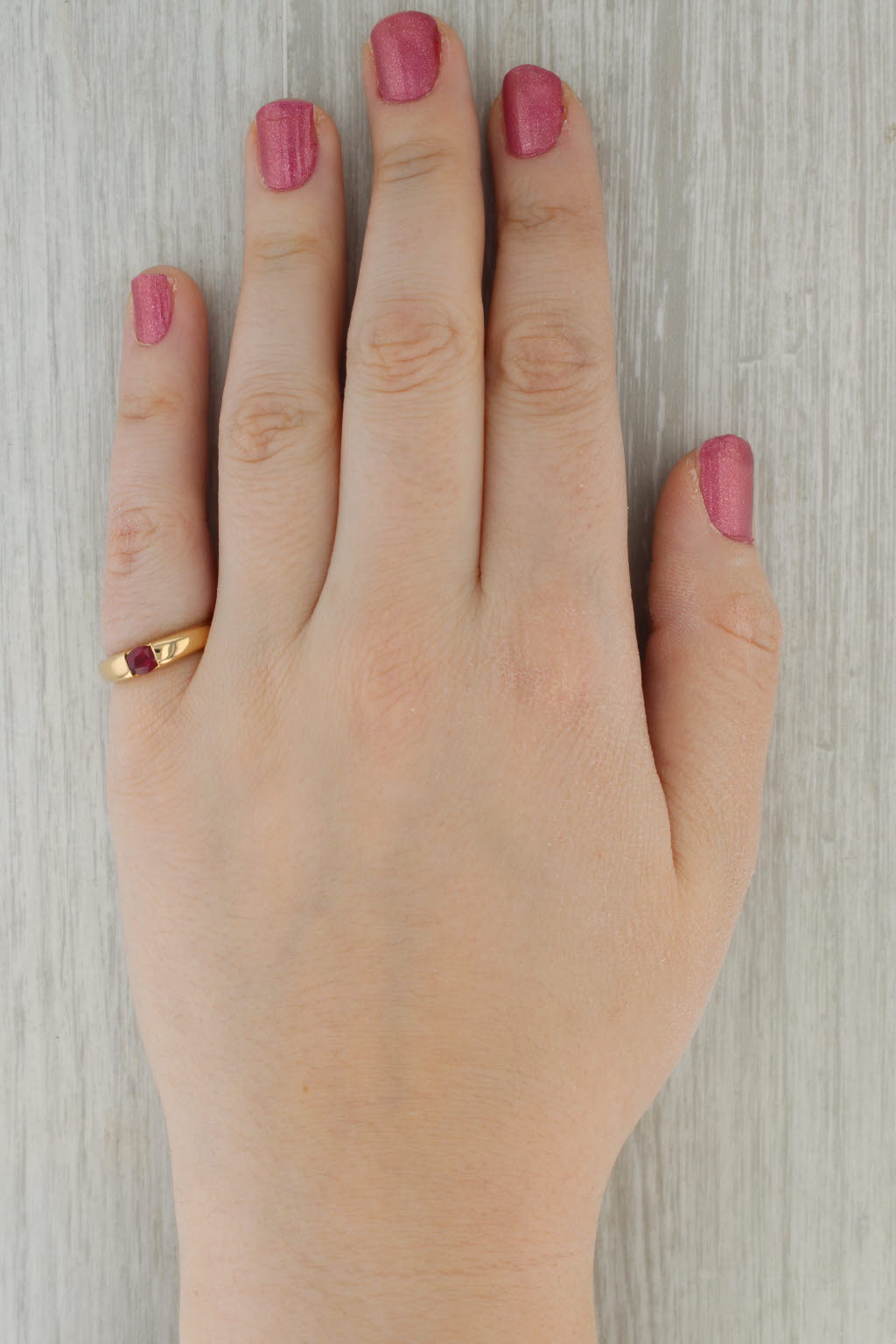 0.50ct Oval Ruby Solitaire Ring 18k Yellow Gold Size 6.5 Stackable Band