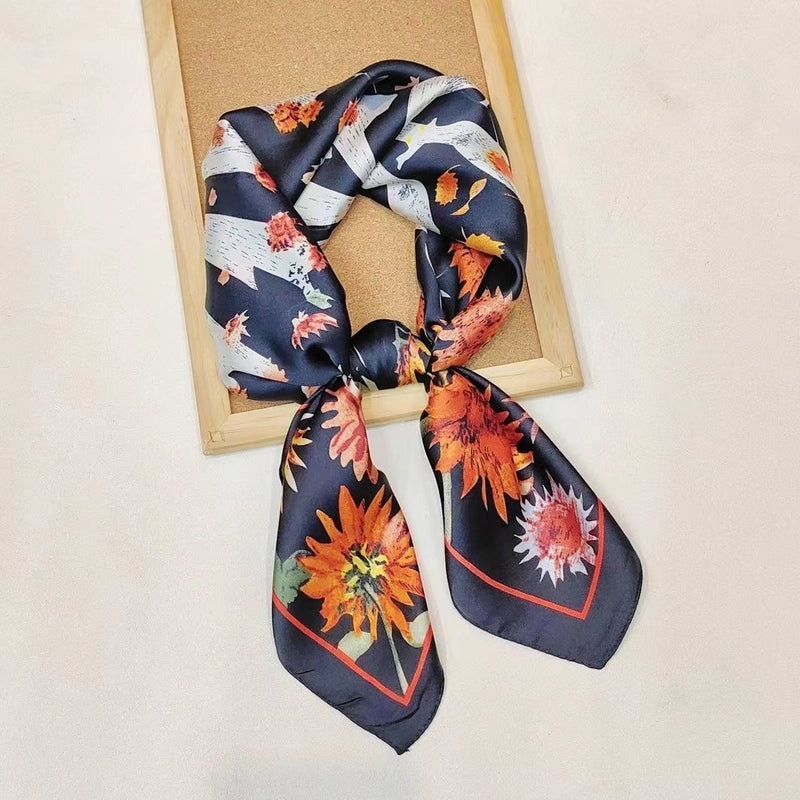 Women's Casual Vacation Chains Print Satin Printing And Dyeing Printing Dyeing Silk Scarf Kerchief Bandanas