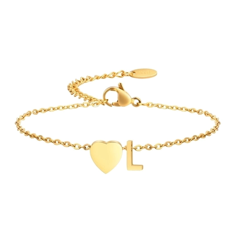 Minimalist Letter Heart Shape 304 Stainless Steel Bracelets In Bulk