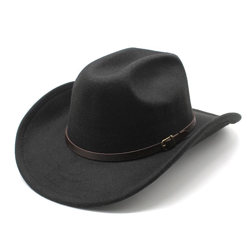 New Youth Top Hat Men's And Women's Big Brim One-word Top Wool Belt Felt Hat