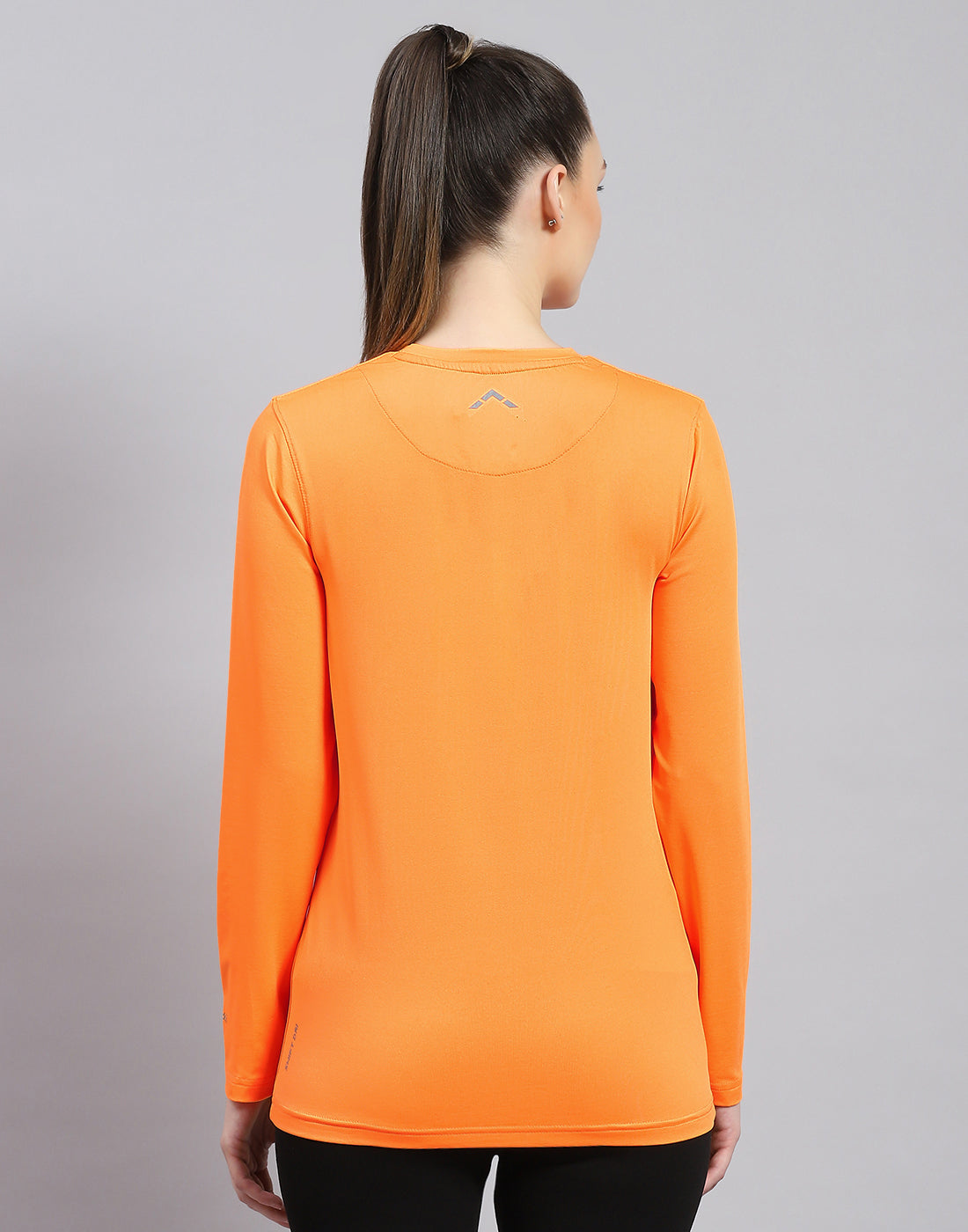 Women Orange Solid Round Neck Full Sleeve Top