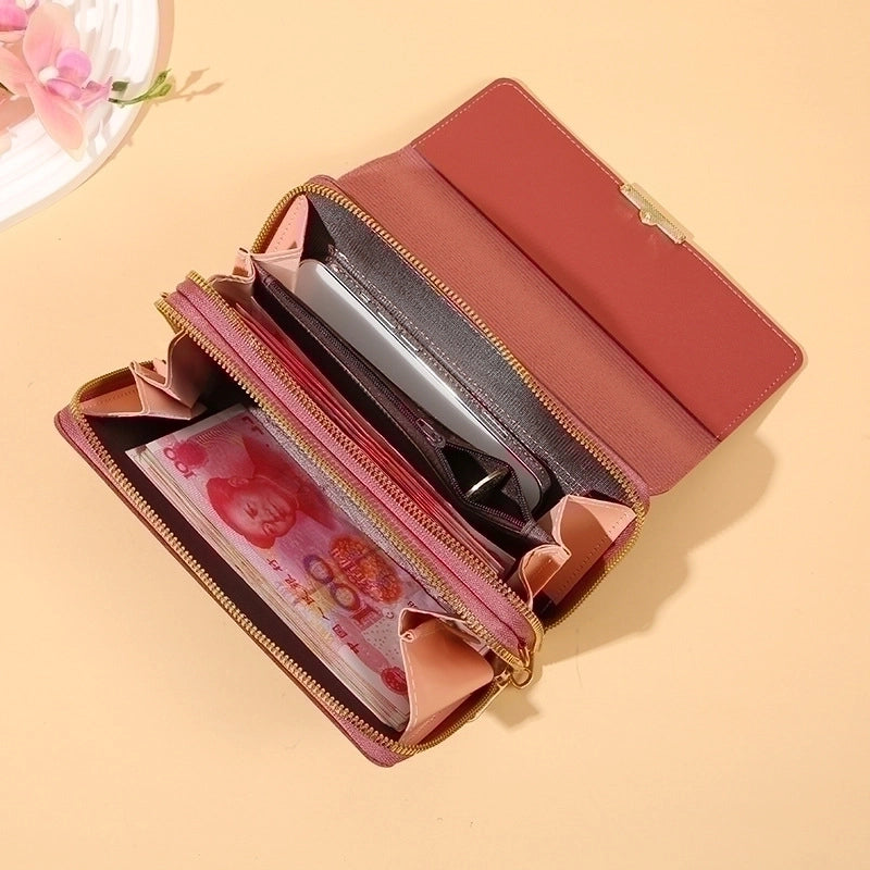 Women's Solid Color Pu Leather Zipper Buckle Wallets