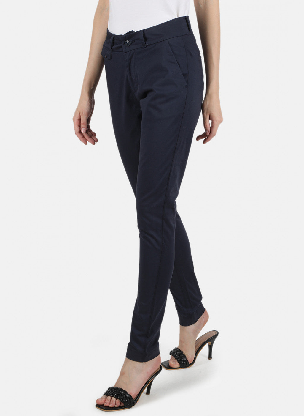 Women Navy Blue Slim Fit Trouser