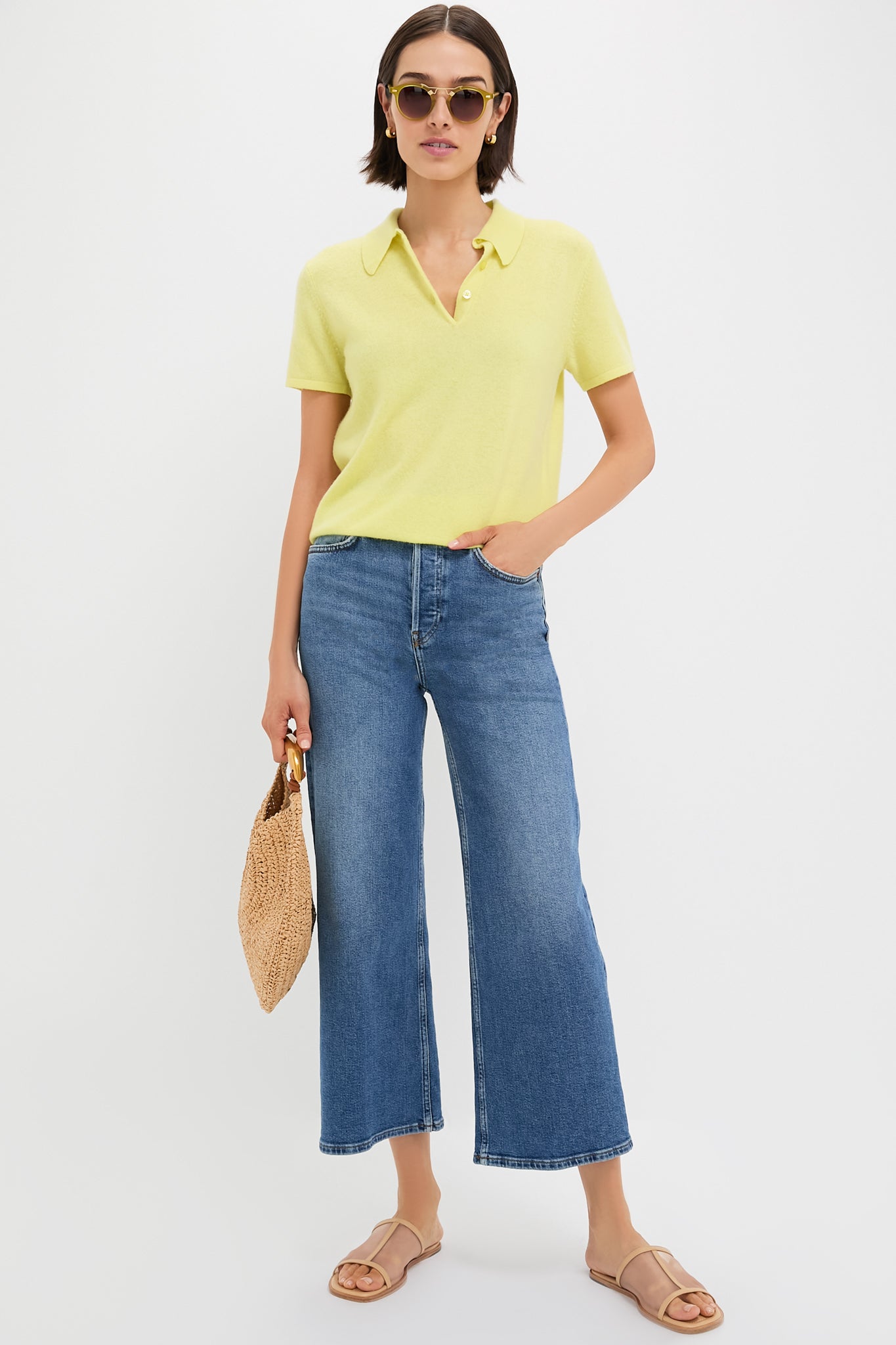 Mid 70s High Rise Wide Leg Crop