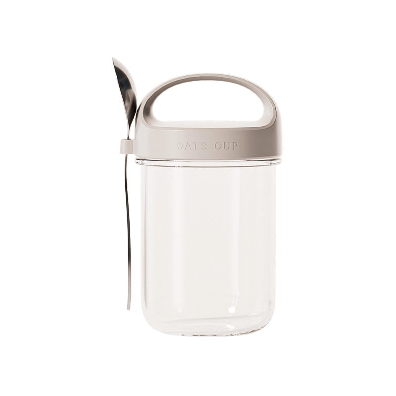 Breakfast Cup Glass Large Mouth Sealed Jar Overnight Oatmeal Cup Milkshake Cup Glass Cup With Spoon Cereal Cup Yogurt Cup