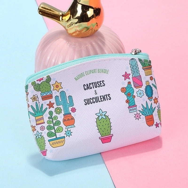 Women's Plant Pu Leather Zipper Coin Purses