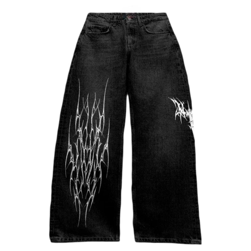 Casual Loose Fit Denim Graphic Streetwear Jeans