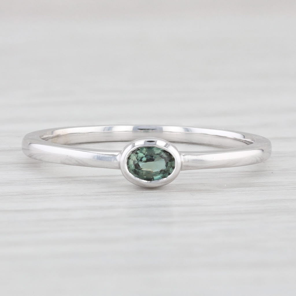 New 0.13ct Lab Grown Green Alexandrite Ring 14k Gold Size 6.5 Oval Solitaire