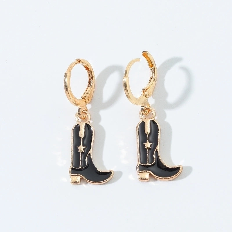 6 Pieces Fashion Style Earrings Western Cowboy Girl Oil Drop Boots Earrings High Heels   Earring