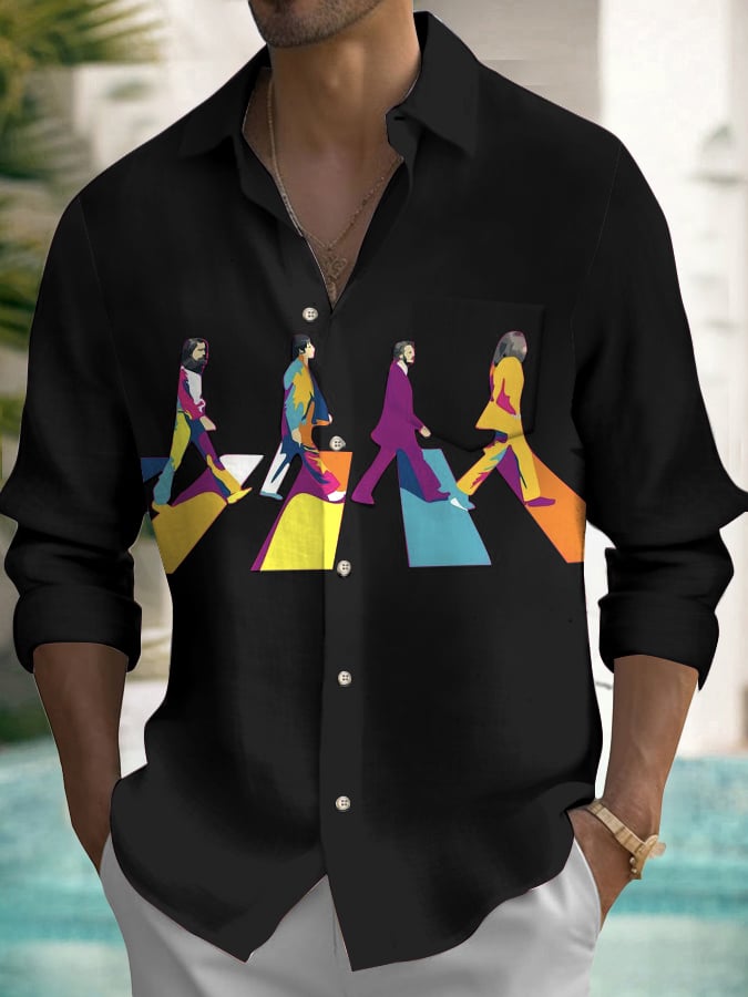 Men's Musical Long Sleeve Pocket Shirt