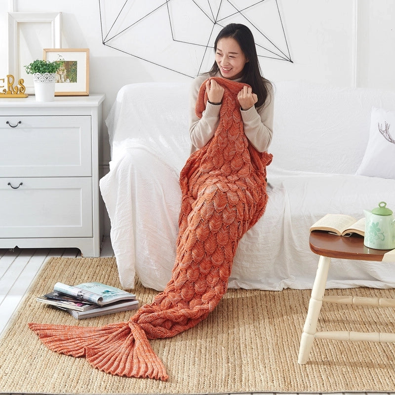 Fashion Solid Color Mermaid Acrylic Blanket