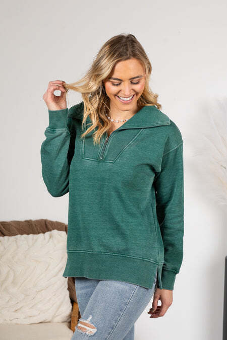 FINAL SALE⚡6 Packs for $24.95⚡ - Cozy Campfire 1/4 Zip Pigment Dyed Pullover (Multiple Colors)