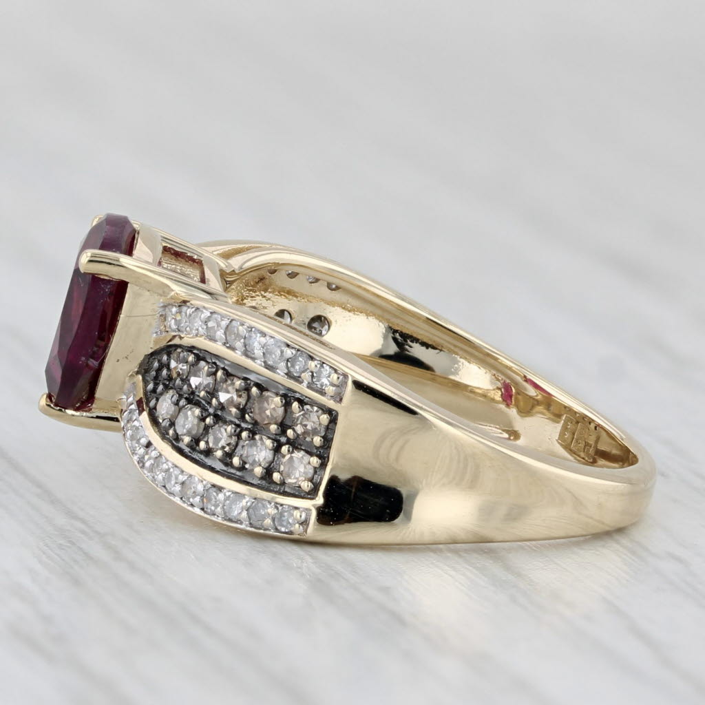 1.41ctw Rhodolite Garnet Diamond Ring 10k Yellow Gold Size 4.75