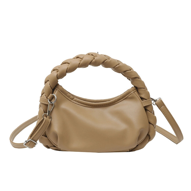 Women's Medium Pu Leather Solid Color Streetwear Dumpling Shape Zipper Crossbody Bag