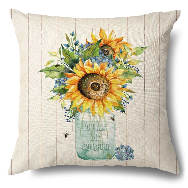 Pastoral Sunflower Linen Pillow Cases