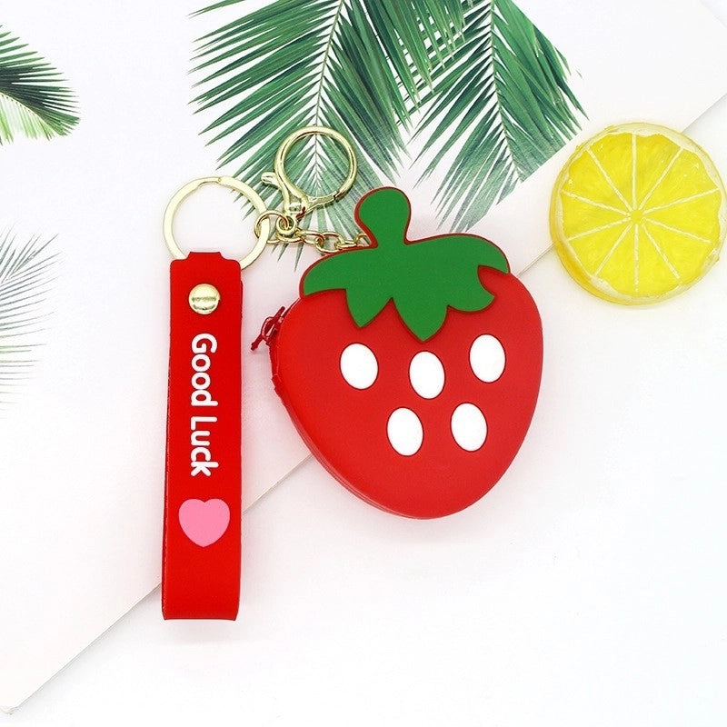 Unisex Fruit Silica Gel Zipper Coin Purses