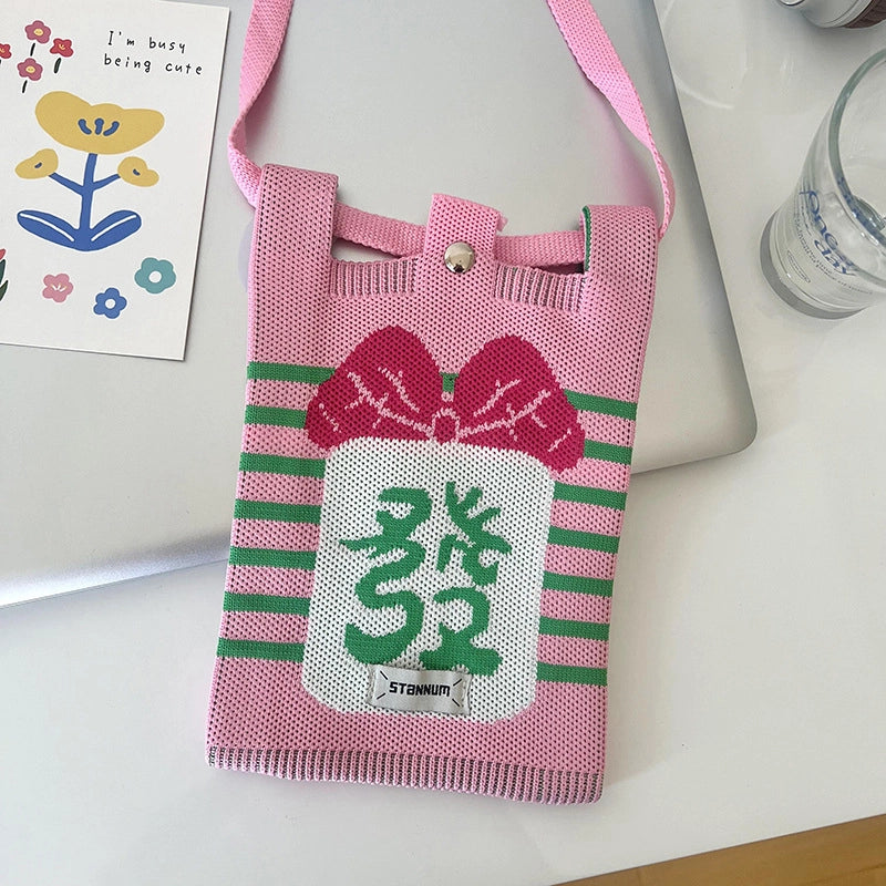 Women's Polyester Printing Animal Color Block Cute Square Buckle Shoulder Bag Phone Wallets