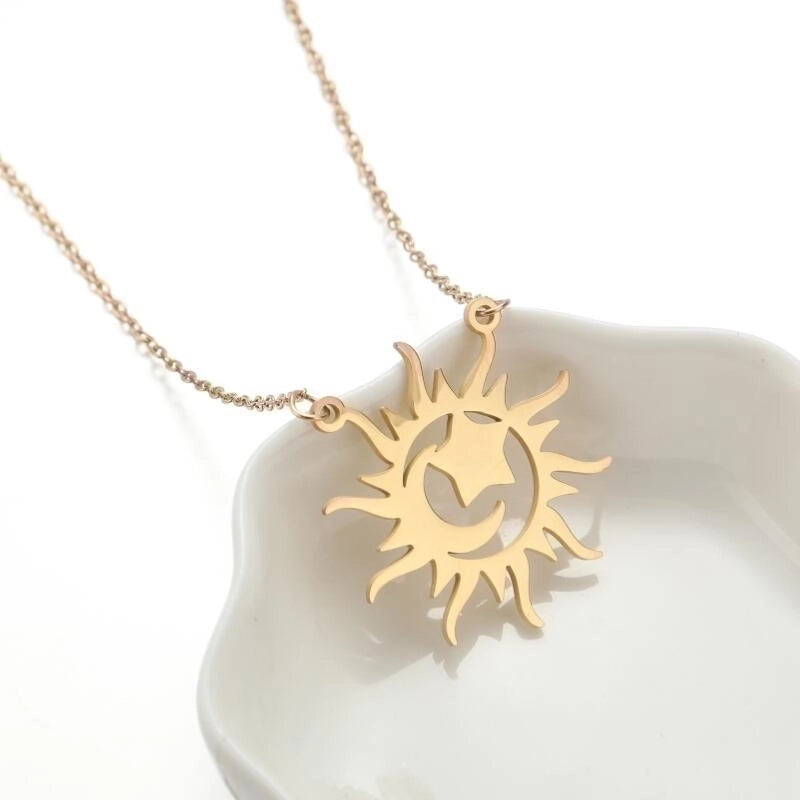Fashion Sun 201 Stainless Steel 18K Gold Plated Plating Stainless Steel Necklaces