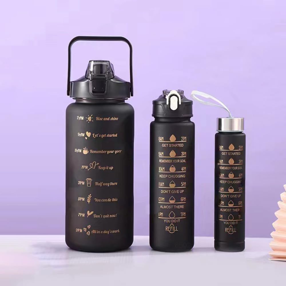 3 In 1 Motivational Water Bottles With Time Marker