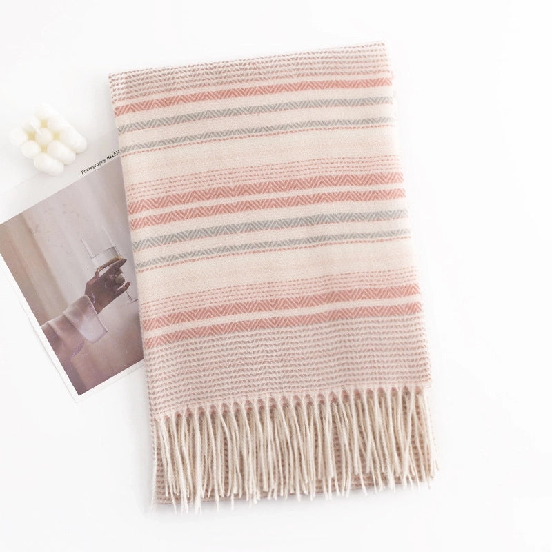 Warm Artificial Cashmere Scarf Plaid Student Couple Winter Thicken Thermal Scarf