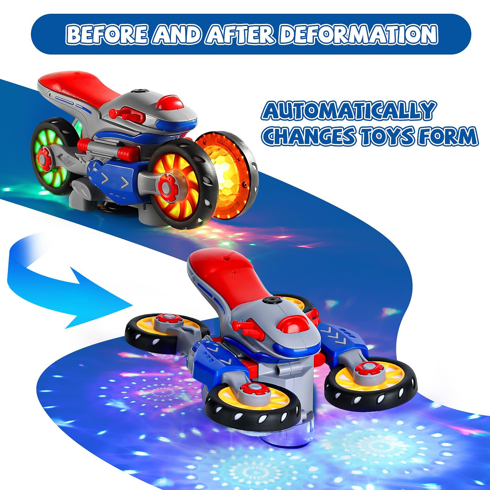 🎁New Electric Light and Music Deformation Motorcycle