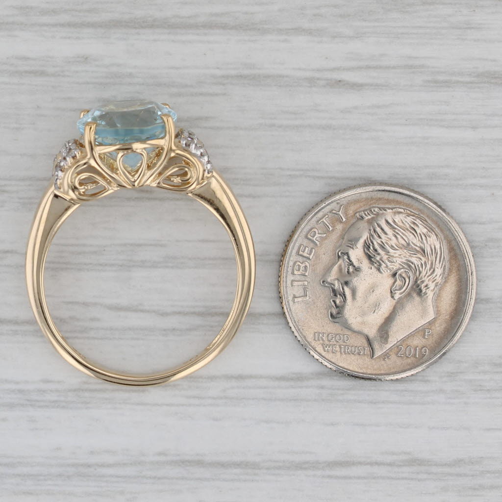 3.39ctw Oval Aquamarine Diamond Ring 14k Yellow Gold Size 7.25