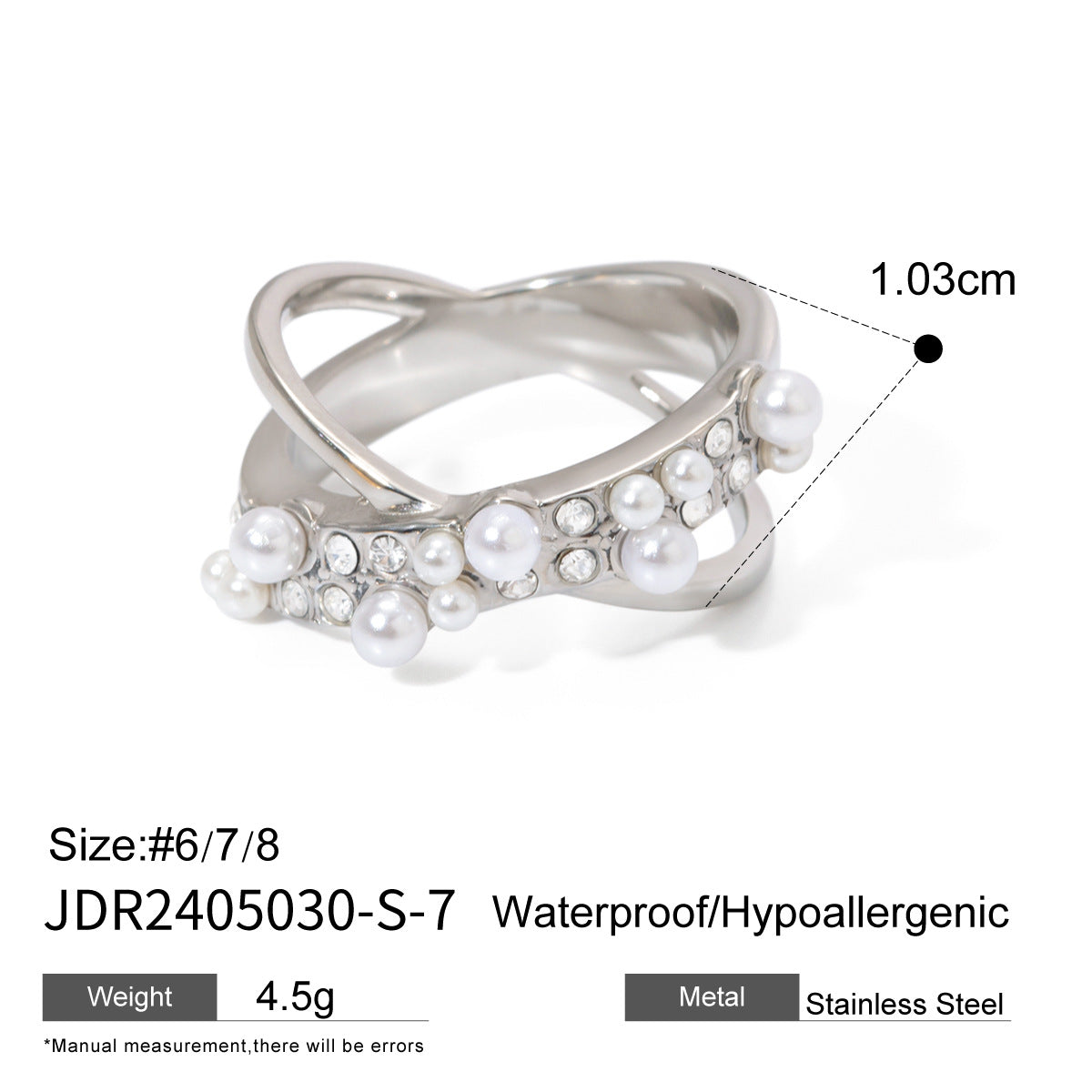 Titanium Steel Pearl Ring Jewelry Stainless Steel Rings
