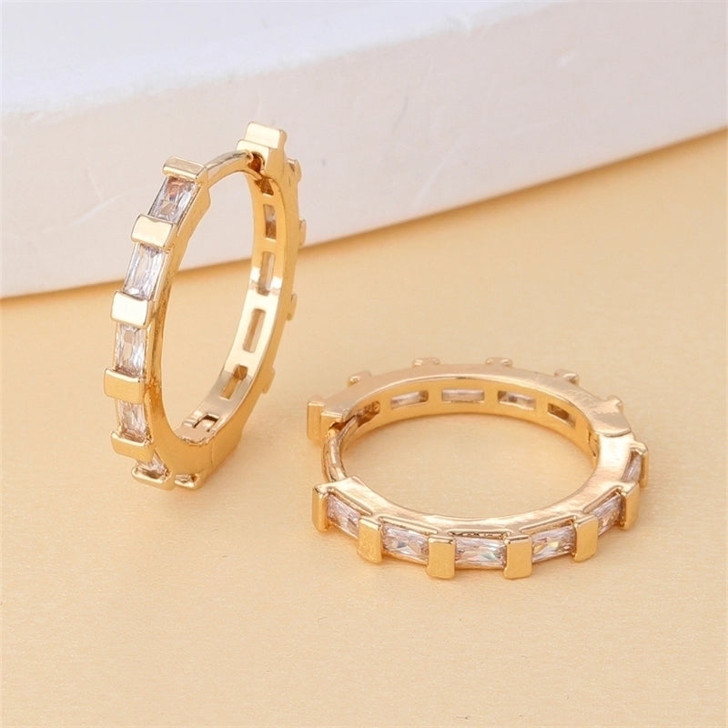 1 Pair IG Style Retro Minimalist Geometric Round Plating Inlay Copper Zircon K Gold Plated Ear Studs