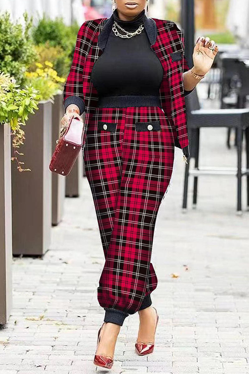 Fashion Casual Print Patchwork Long Sleeve Two Pieces