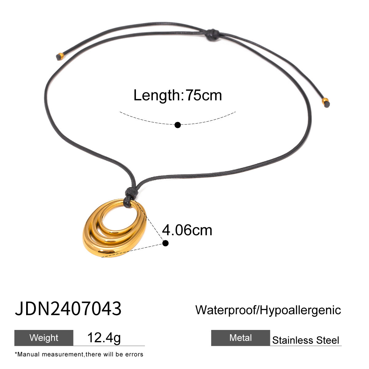 Jie Ding Black Rope Titanium Steel Necklace Niche Design Clavicle Chain Hot Style Stainless Steel