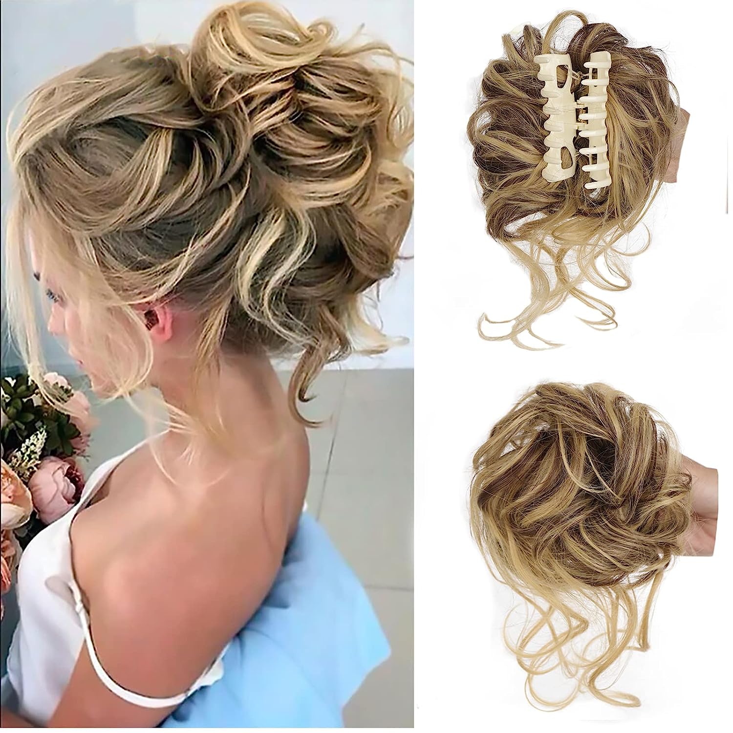 💥Hot Sale 💥- Haarstuk voor rommelige knot. golvende krullende chignon paardenstaart voor dagelijks gebruik