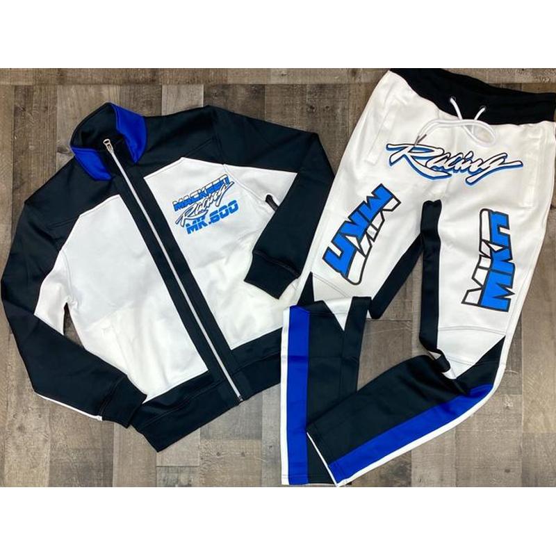Fashion stand-up collar letter printed sports suit