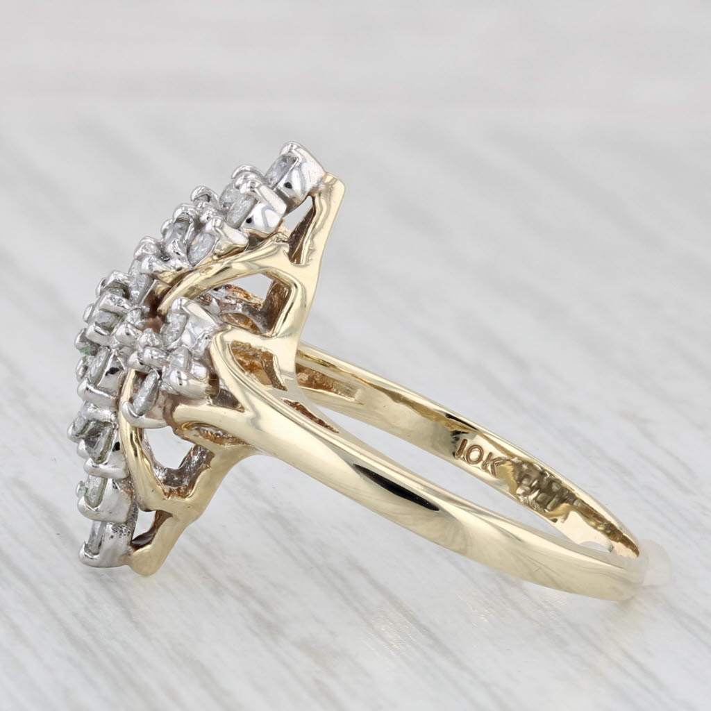 0.75ctw Diamond Cluster Ring 10k Yellow Gold Size 8 Cocktail