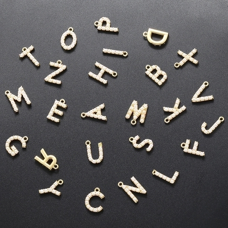 Casual Elegant Minimalist Letter Copper Plating Inlay Artificial Pearls 18k Gold Plated Charms