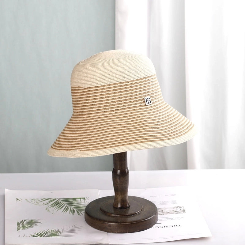 Women's Vacation Stripe Big Eaves Straw Hat