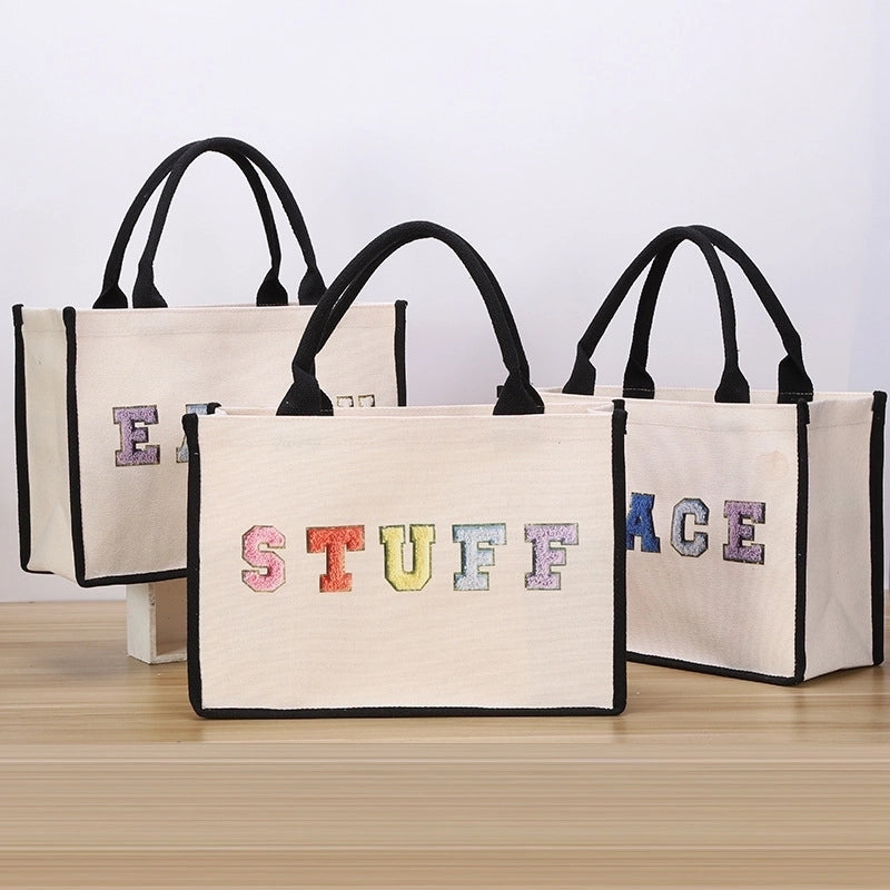Women's Cute Letter Canvas Shopping Bags
