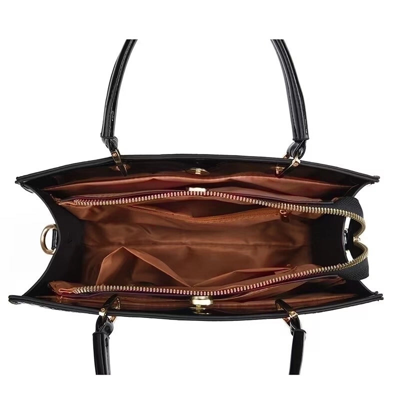 Women's Pu Leather Solid Color Elegant Square Zipper Handbag