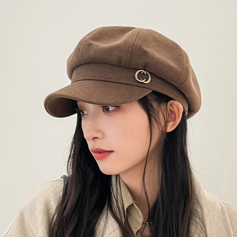 Women's Basic Solid Color Curved Eaves Beret Hat