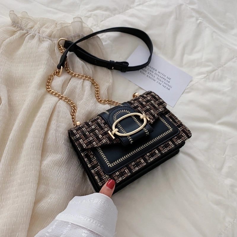 Women's Small Pu Leather Printing Vintage Style Square Flip Cover Shoulder Bag Crossbody Bag