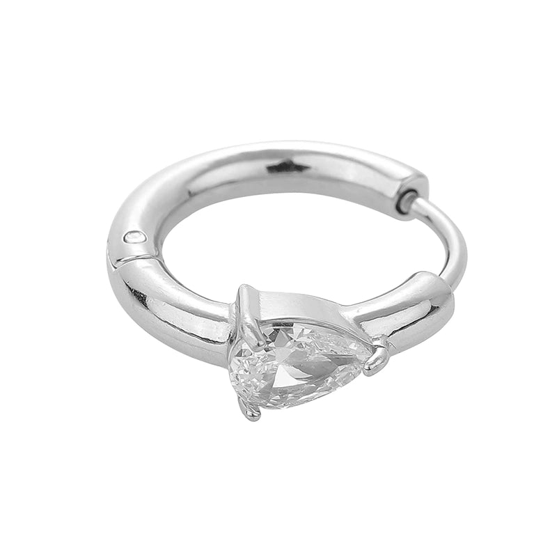1 Piece Modern Style Minimalist Classic Style Solid Color Inlay 316L Stainless Steel  Zircon 14K Gold Plated Hoop Earrings