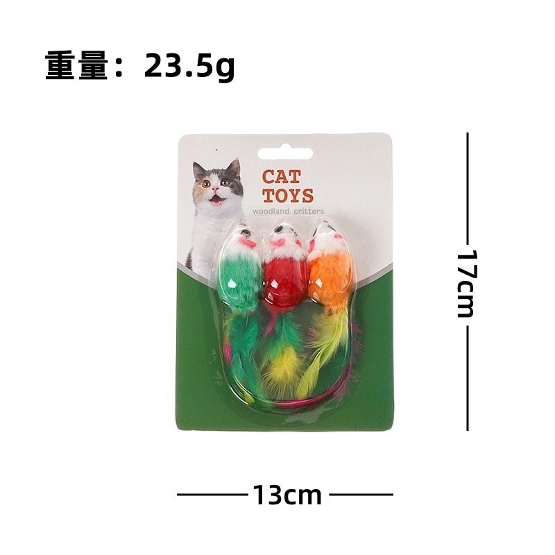 Pet Supplies Simulation Plush Mouse Doll Set Feather Mouse Scratch-resistant Bite Molar Cat Toy