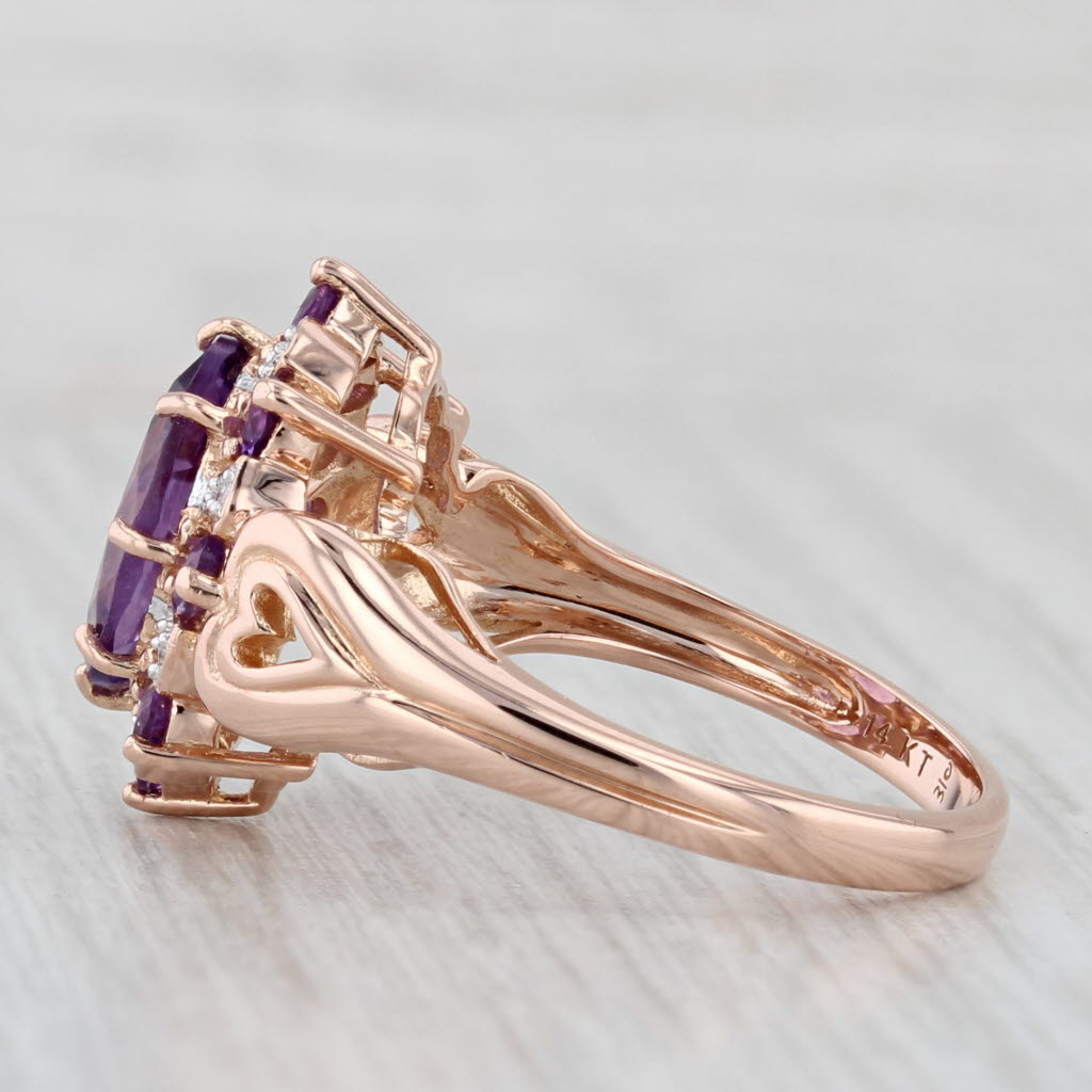 2.84ctw Amethyst Diamond Halo Ring 14k Rose Gold Size 7