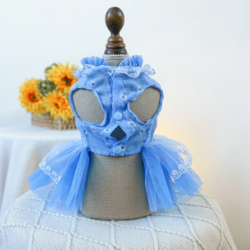 Pet Ring Dog Clothes Spring And Summer New Cute Gauze Skirt Bow Gorgeous Expensive Waltz Gauze Skirt