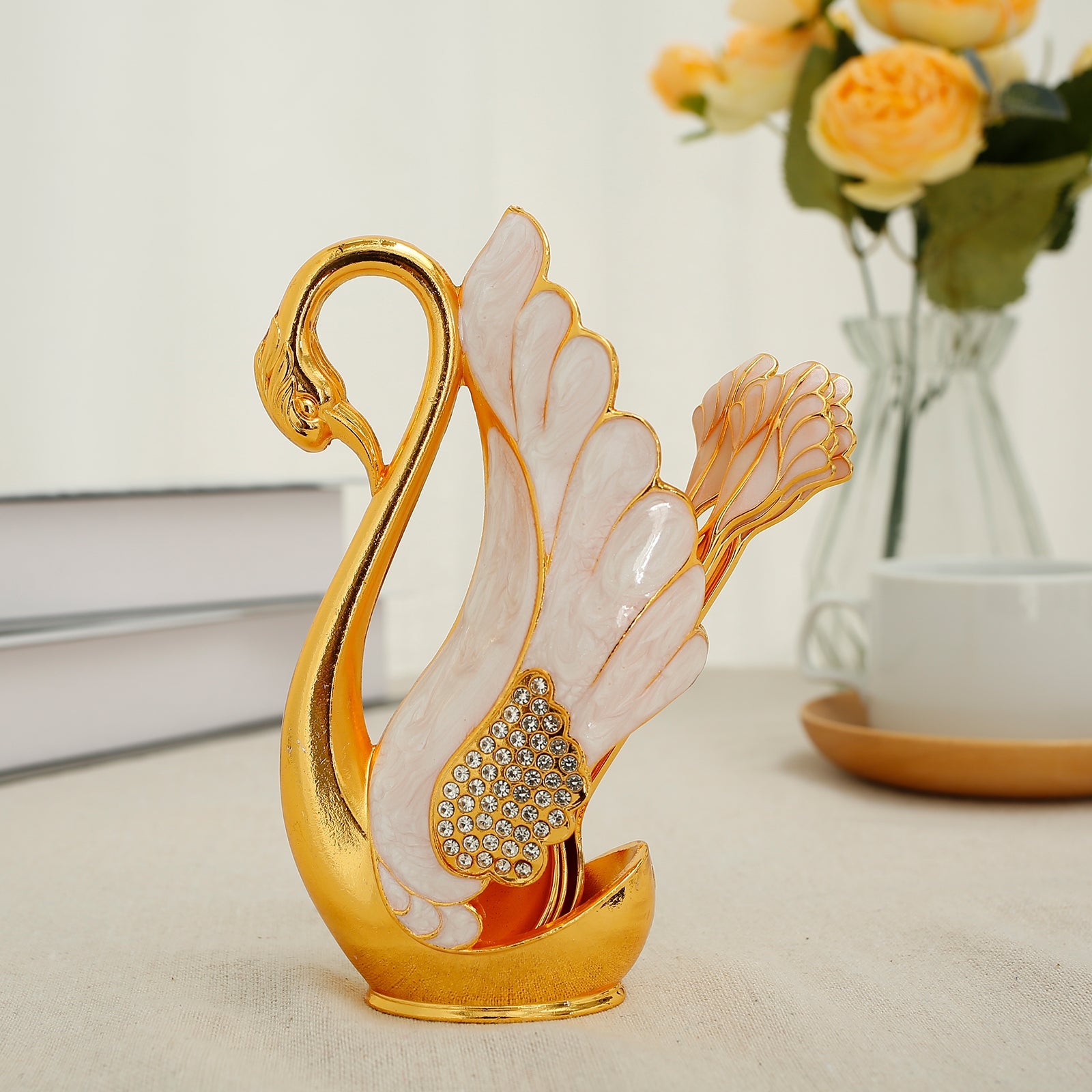 6 PIECES SWAN DESSERT SPOON SET