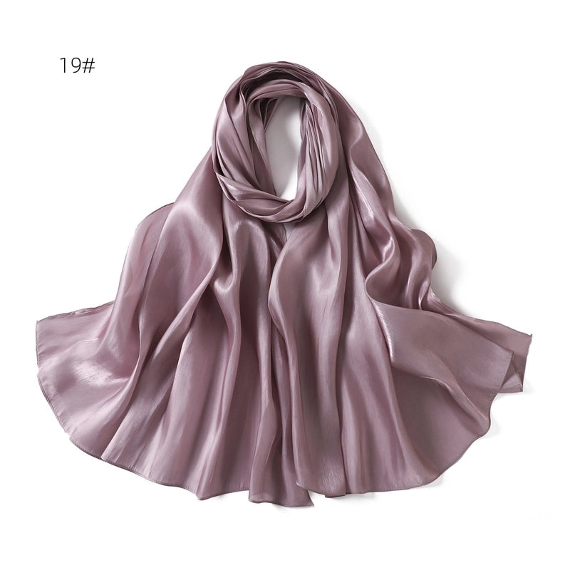 Spring And Summer New Thin Soft Shiny Satin Scarf Female Malay Indonesian Long Scarf Scarf Sun Protection Shawl
