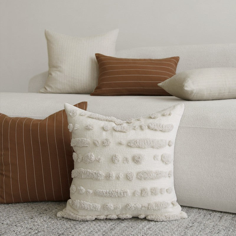 Chic Striped Cotton-Linen Blend Pillow