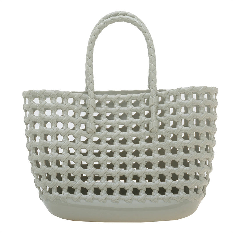 Women's Large Rubber Solid Color Classic Style Square Open Handbag